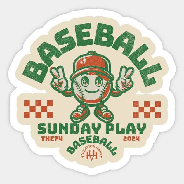 Baseball Sunday Play Grunge Print Tee Sticker by the74